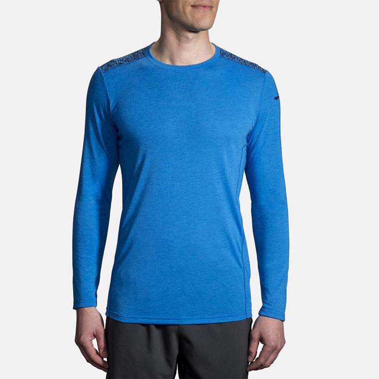 Brooks Distance Mens Long Sleeve Running Shirt - Blue - Indonesia (GVSK-63548)